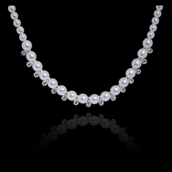 Ожерелье "Солнечный луч", цвет белый в серебре