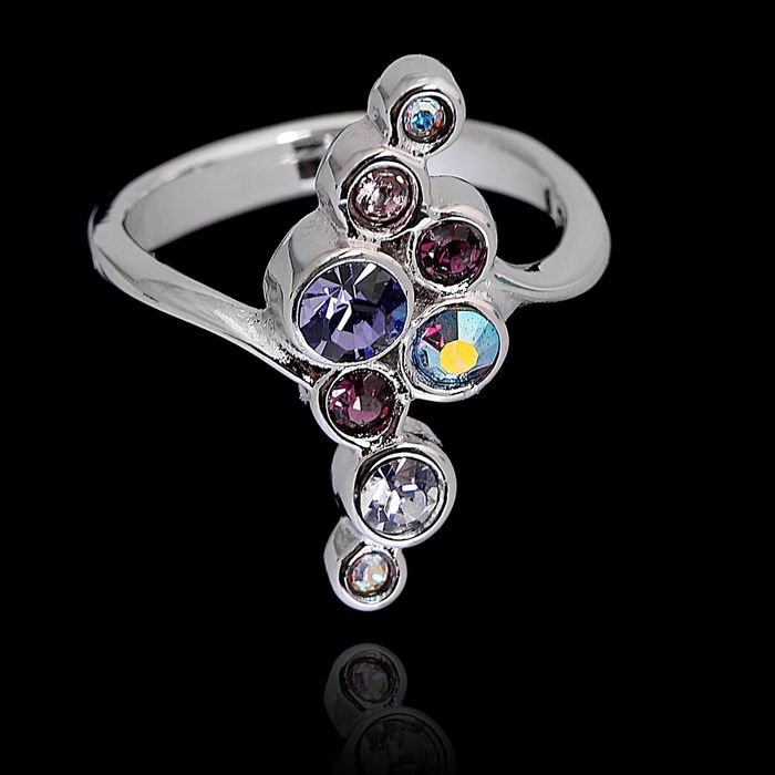 Кольцо "Суфле", размер 17, цвет фиолетовый в серебре