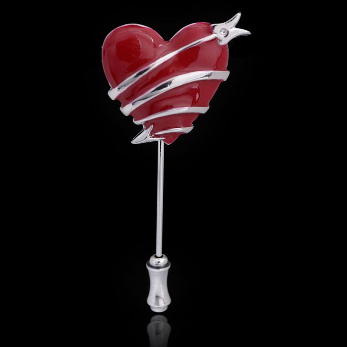 Булавка "Танту", цвет красный в серебре