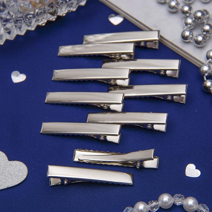 фото Основа для заколки, зажим 4,5 см, серебро