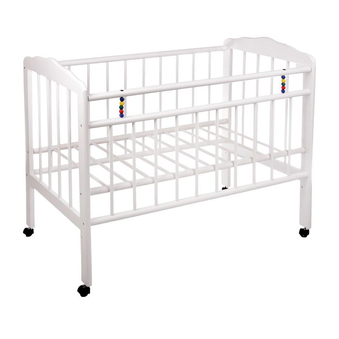 Детская кроватка «Женечка-1» на колёсах, цвет белый