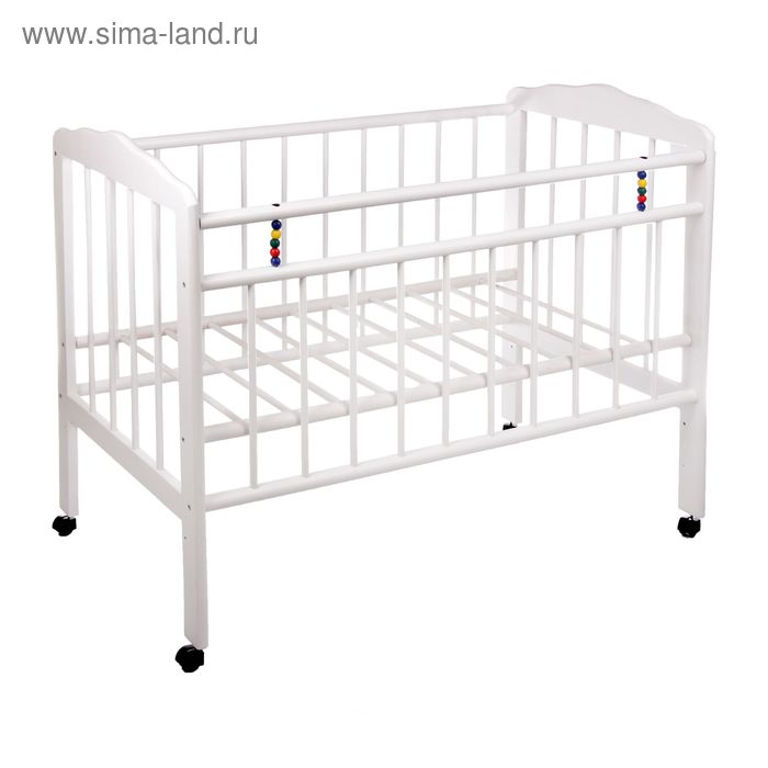 Детская кроватка «Женечка-1» на колёсах, цвет белый