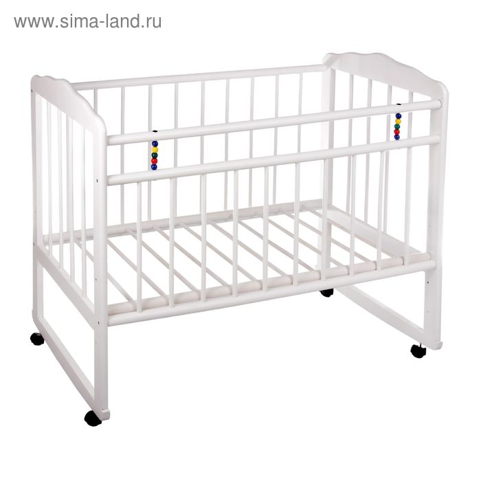 Детская кроватка «Женечка-3» на колёсах или качалке, цвет белый