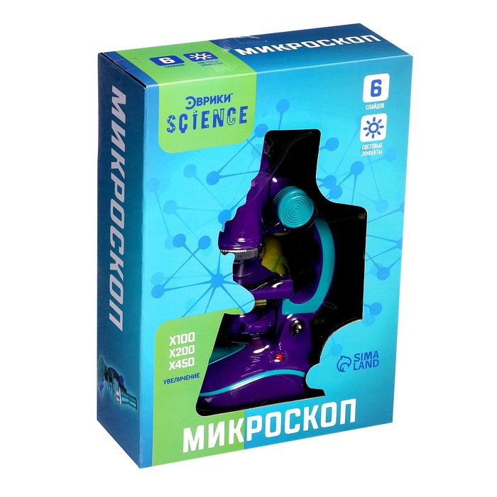 Микроскоп детский с набором для исследований, световые эффекты, работает от батареек, МИКС