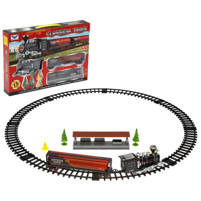 Железная дорога "Классик товарный", со светозвуковыми эффектами, протяжённость пути 2,04 м