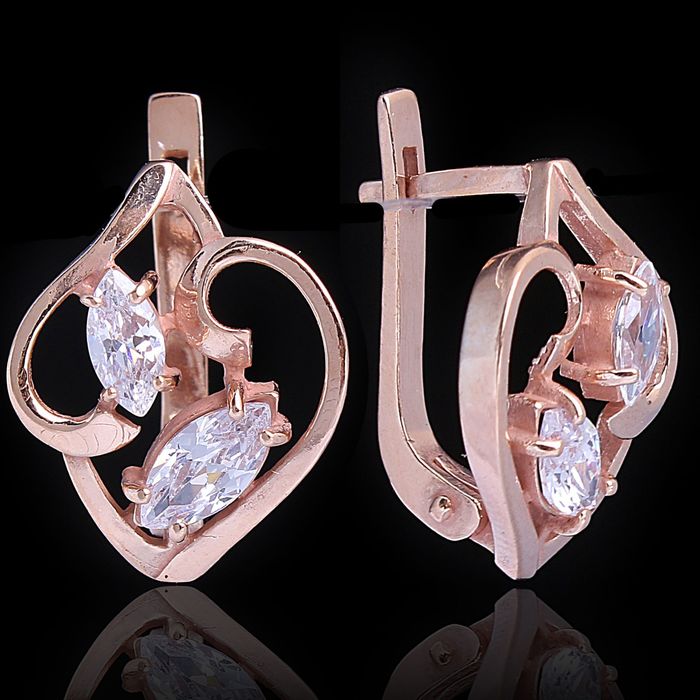 Серьги азурит "Витки" позолота, цвет белый