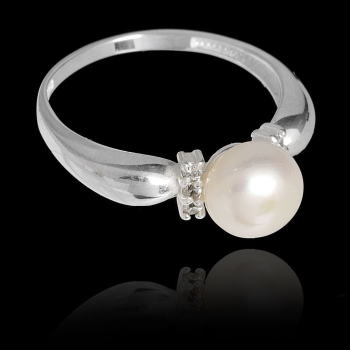 Кольцо азурит "Жемчужная классика" 1005з9032, посеребрение, 16 р-р