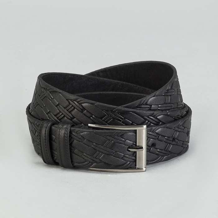 Ремень мужской, ширина 3.5 см, винт, плетение, цвет чёрный
