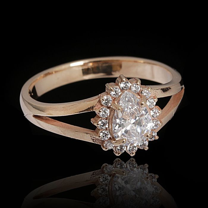 Кольцо азурит "Джульетта" 1000з0346, позолота, капля, 19,5 р-р