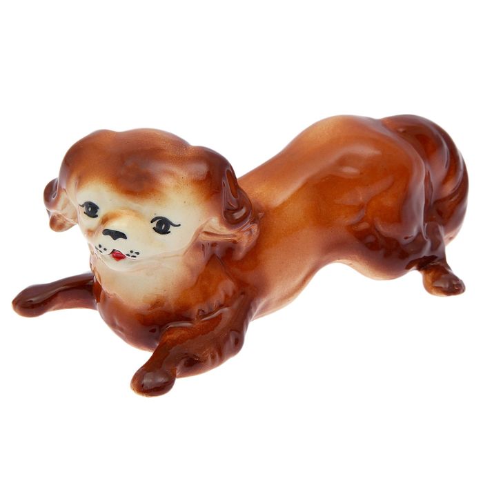 Статуэтка "Собака Моська", глазурь, 7 x 8,5 x 8,5 см, микс