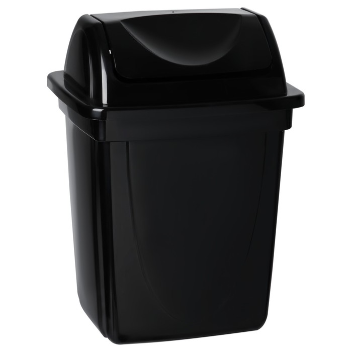 Корзина для бумаг и мусора Стамм, 12 литров, вращающаяся крышка, пластик, черная цена и фото