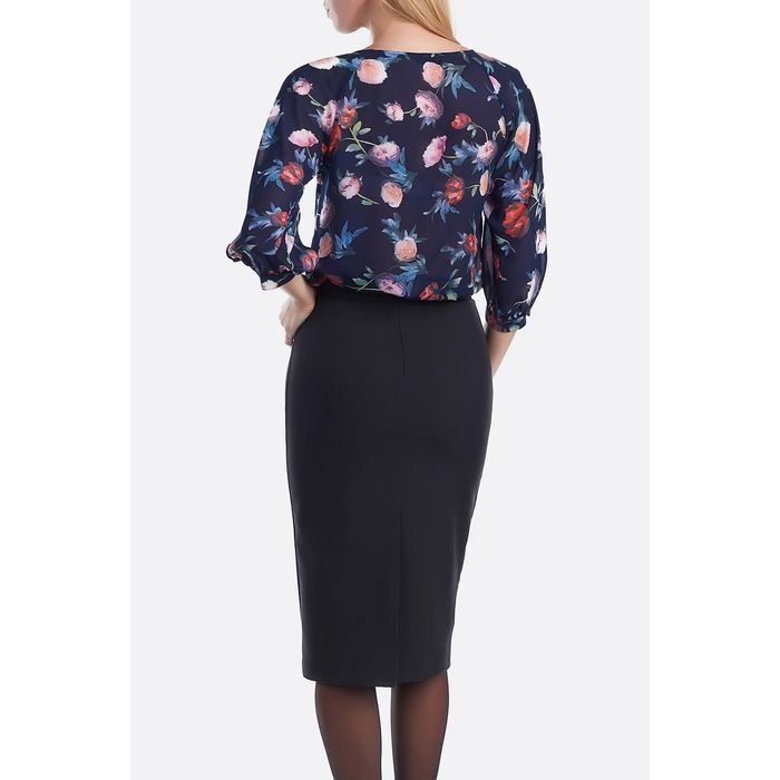 Блуза женская 160825-9277-4 темно-синий, р-р 42