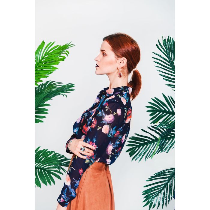 Блуза женская 160821-9277-4 темно-синий, р-р 48