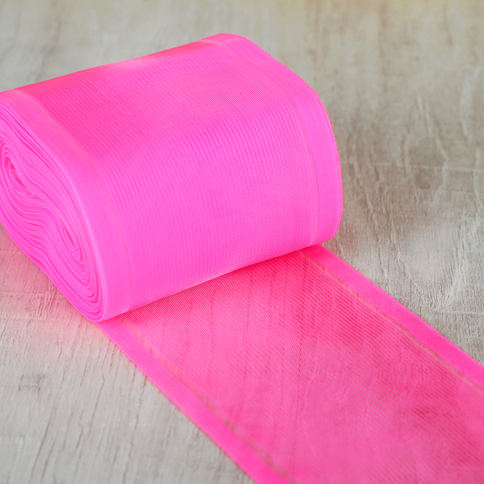 Лента для бантов, 80мм, 25м, цвет ярко-розовый