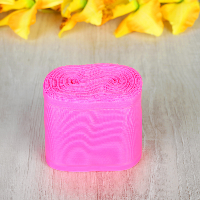 Лента для бантов, 80мм, 25м, цвет ярко-розовый