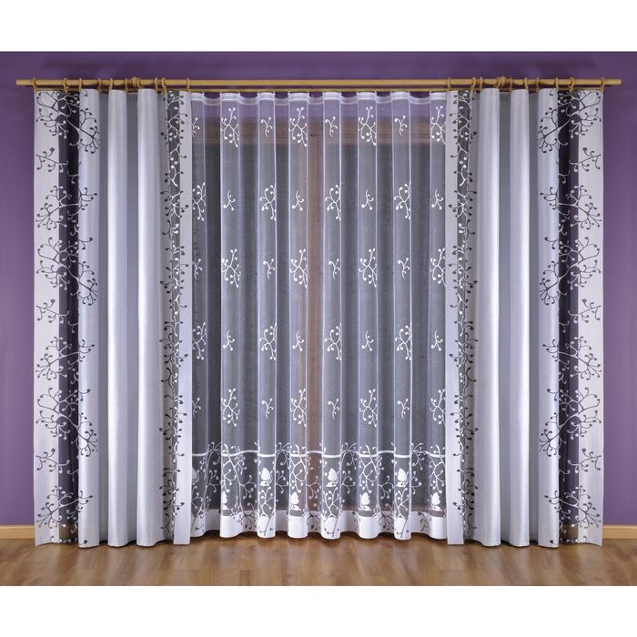 Комплект штор 5765: тюль ш 600 х в 240 см, шторы ш 140 х в 240 см - 2 шт, белый