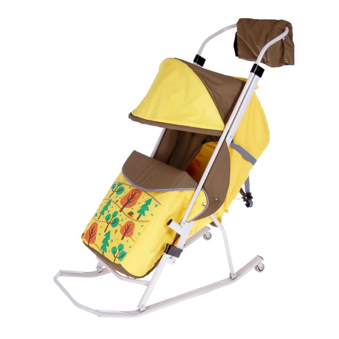 Санки-коляска "Зоопарк", цвет лимонный