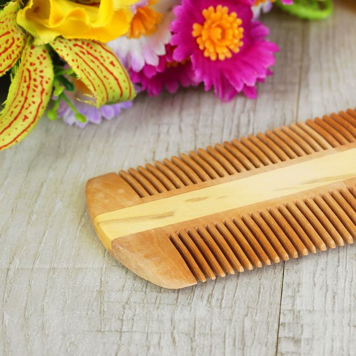 Расчёска-гребень двусторонняя, деревянная