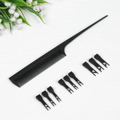 Расчёска для мелирования, со съёмными крючками, цвет чёрный