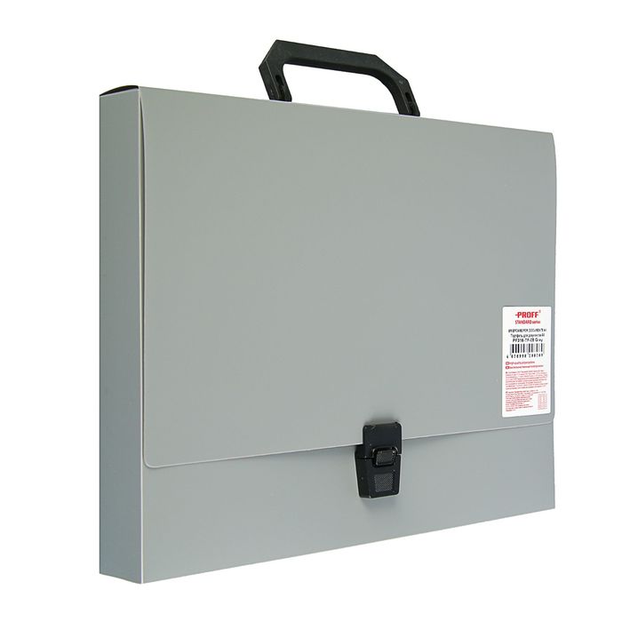 Папка-портфель на замке А4, Standard 700 мкм, 1 отделение, серая