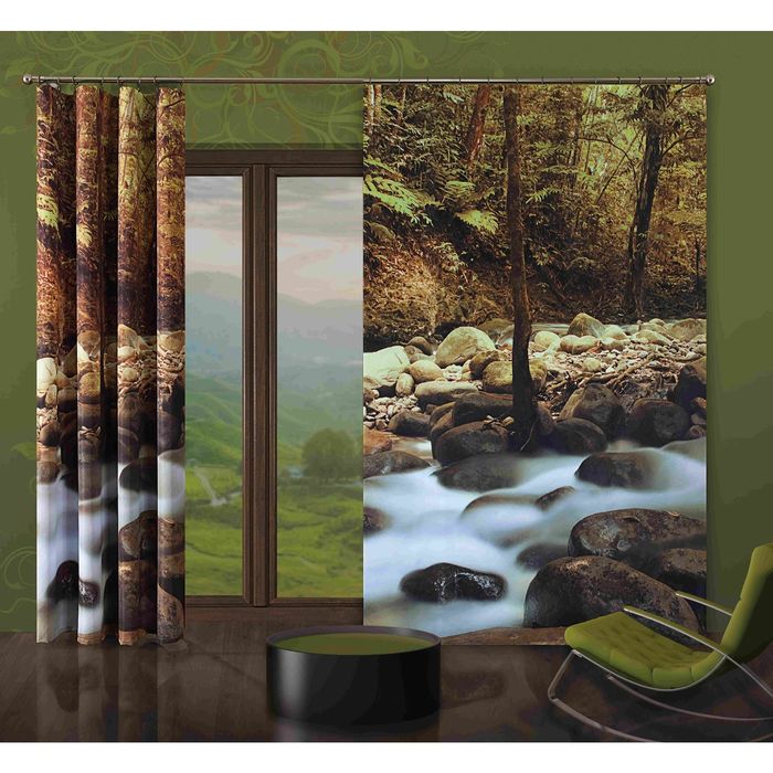 Комплект штор 271W: шторы ш 150 х в 250 см - 2 шт, камни