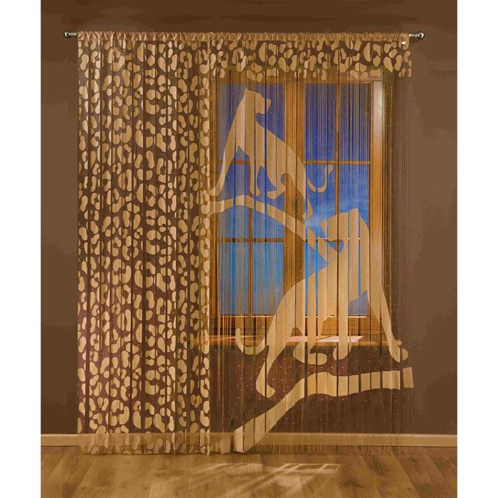 Гардина-лапша "Пума", размер 90х240 см, 150х240 см, бежевый 3331
