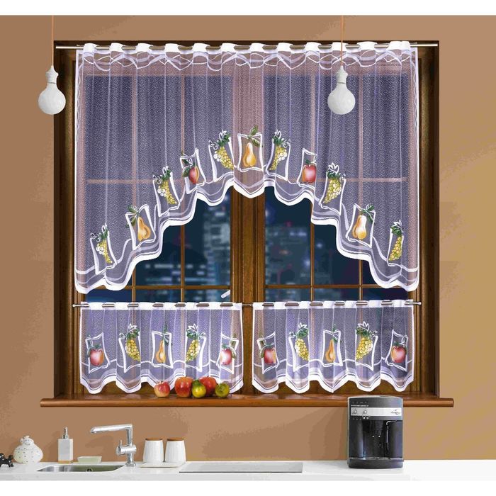 Комплект гардин, размер 150х240 см, ламбрекен 130х45-2 шт, белый 3340