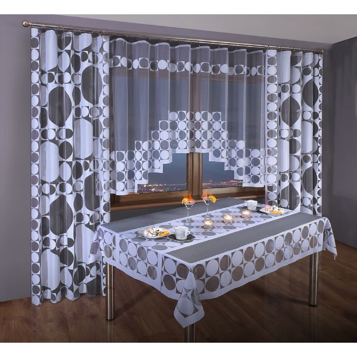 Комплект штор 3384: тюль ш 300 х в 150 см, шторы ш 145 х в 250 см - 2 шт, белый