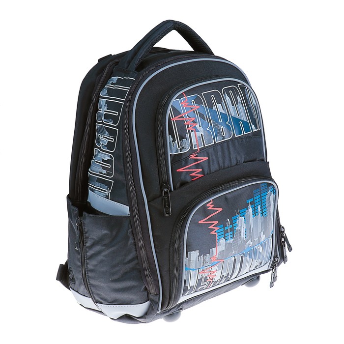 Рюкзак молодёжный эргономичная спинка Steiner 3-ST4, 42*36*17, "Экстрим", чёрный/серый