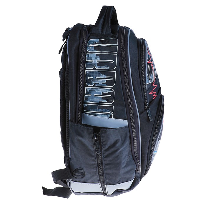 Рюкзак молодёжный эргономичная спинка Steiner 3-ST4, 42*36*17, "Экстрим", чёрный/серый