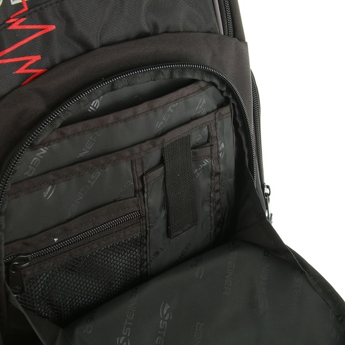 Рюкзак молодёжный эргономичная спинка Steiner 3-ST4, 42*36*17, "Экстрим", чёрный/серый