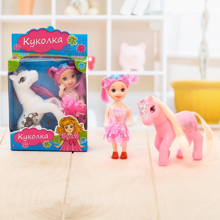 Кукла малышка &quot;Леночка&quot; с лошадкой, МИКС