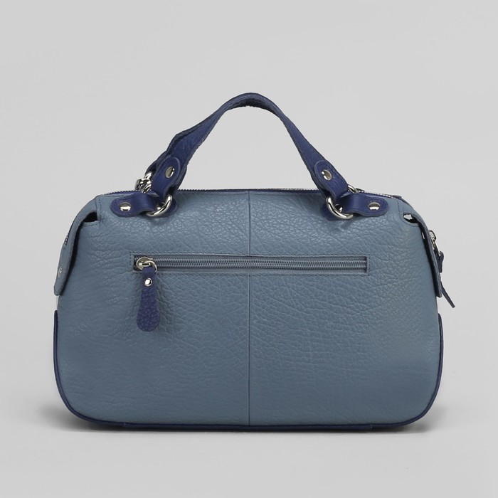 Сумка женская на молнии, 1 отдел, наружный карман, длинный ремень, цвет голубой/синий