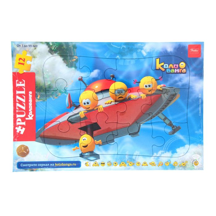 Пазл в рамке &quot;Веселые смайлики&quot;, 12 элементов