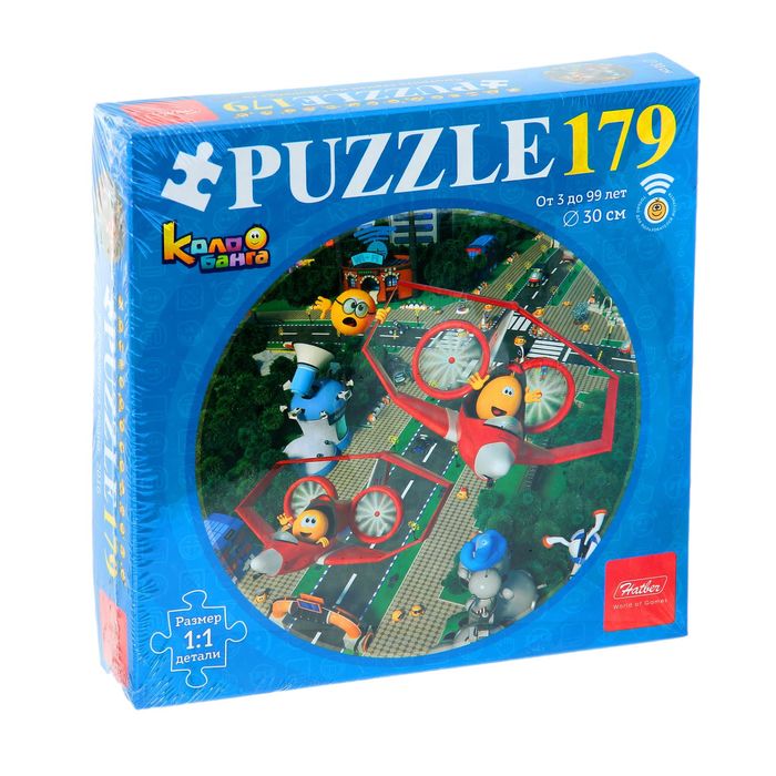 Круглый пазл "Веселые смайлики", 179 элементов (Колобанга)