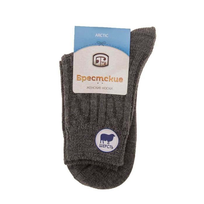 Носки женские шерстяные 14С1400 "Ручная вязка" цвет тёмно-серый, р-р 25