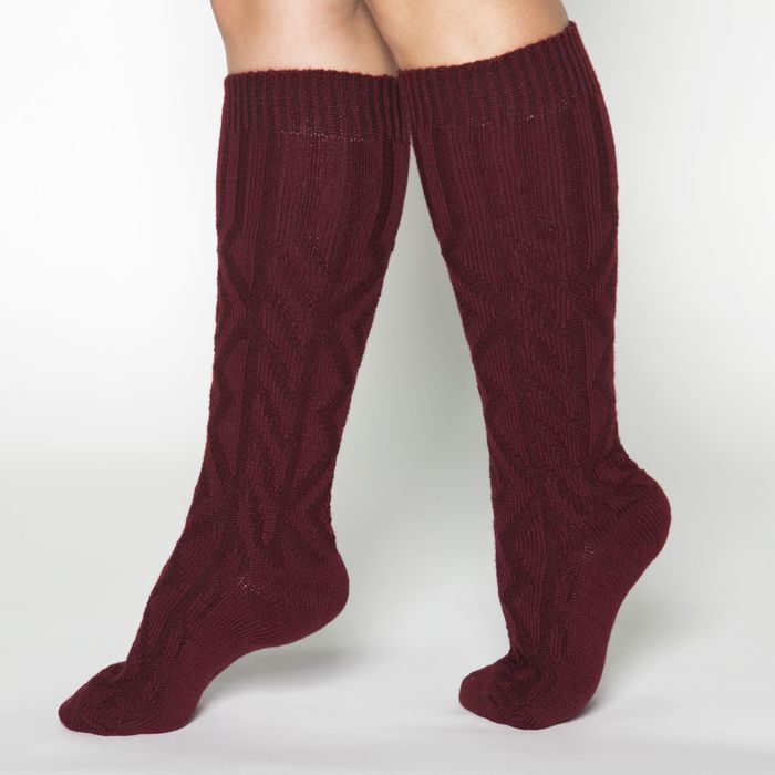 Гольфы (получулки) женские шерстяные 14С1420 "Ручная вязка" цвет тёмно-бордовый, р-р 23