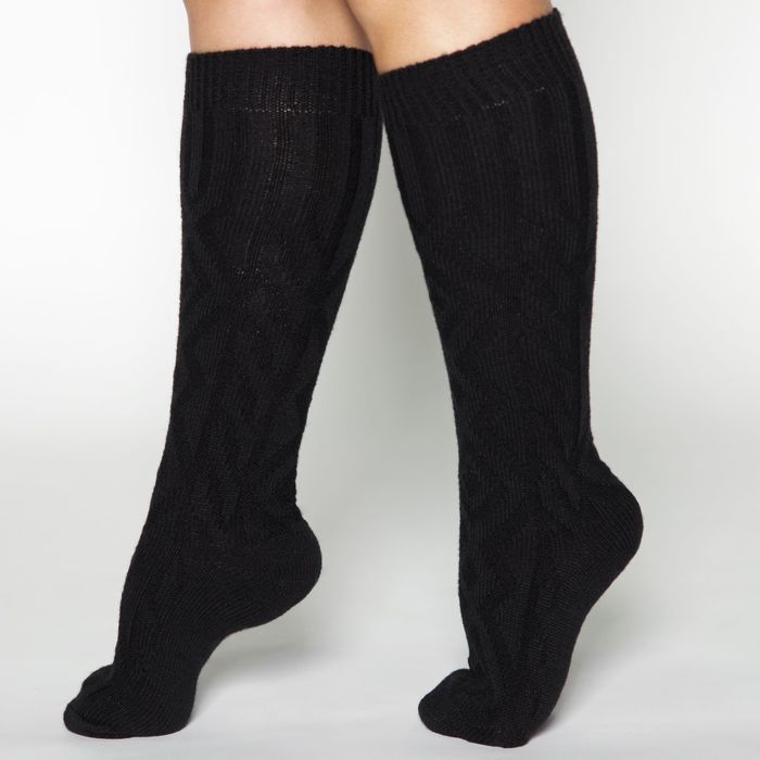 Гольфы (получулки) женские шерстяные "Ручная вязка", цвет чёрный, размер 23