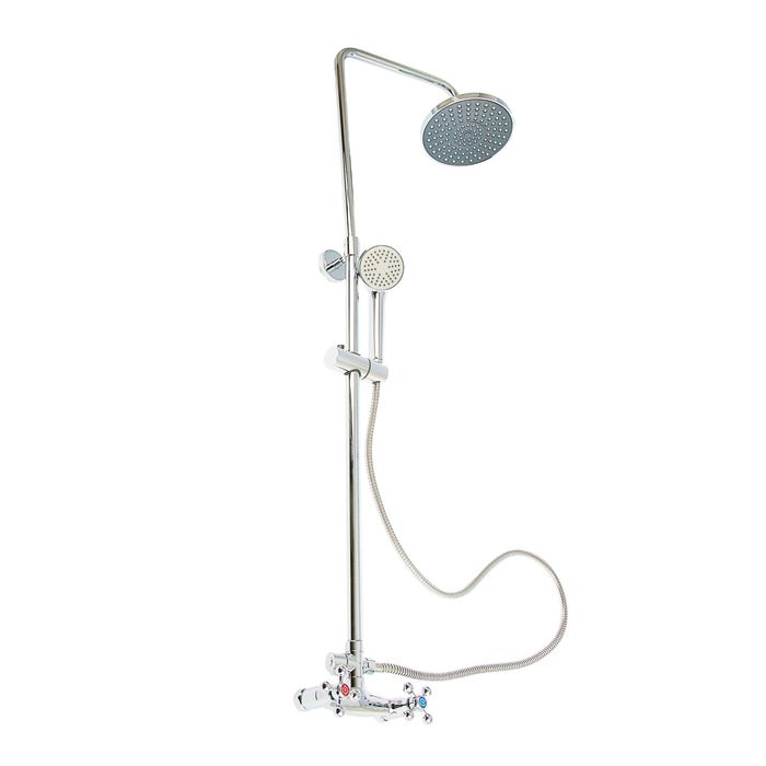 Стойка душевая RMS SL80-003-4, двухрычажный смеситель, душевая лейка, хром