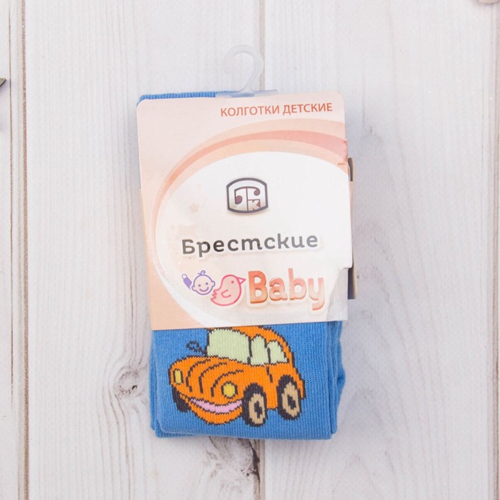Колготки детские 3280 451 BABY машинки, р. 74-80, 48-52,11-12, ГОЛУБОЙ