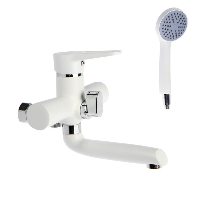 Смеситель для ванны RMS SL77W-009E, однорычажный, душевая лейка и шланг, белый