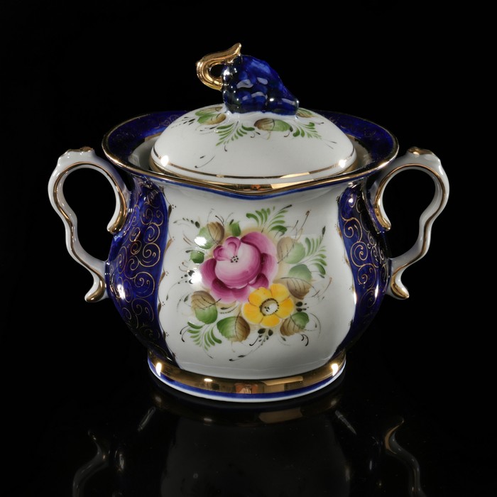 Сахарница "Голубая Рапсодия" 11х11,8х14,8 см, надглазурная роспись