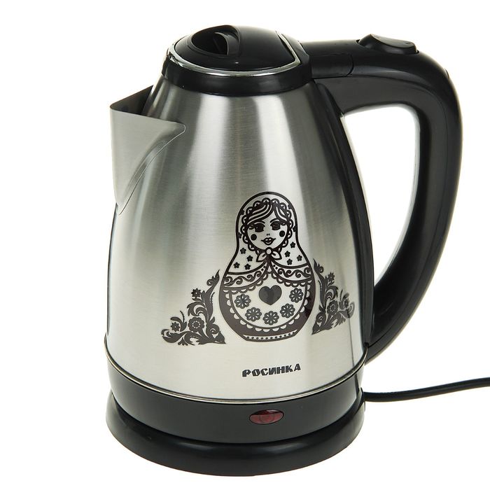 Чайник электрический "Росинка", 2.0 л, 2000 Вт, "матрешка", черный