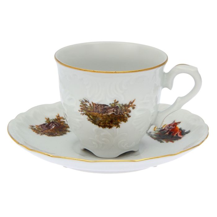 Кофейная пара "Охота": чашка 100 мл, блюдце 12,5 см