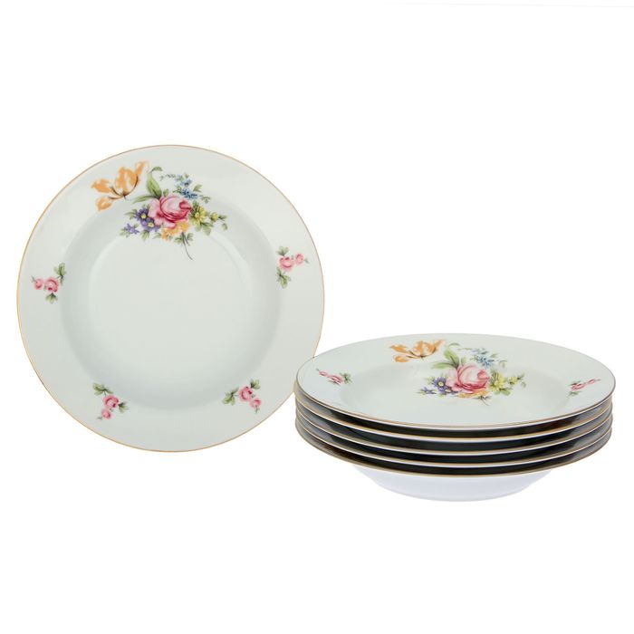 Набор тарелок глубоких d=22,5 см "Мейсенский букет", 6 шт