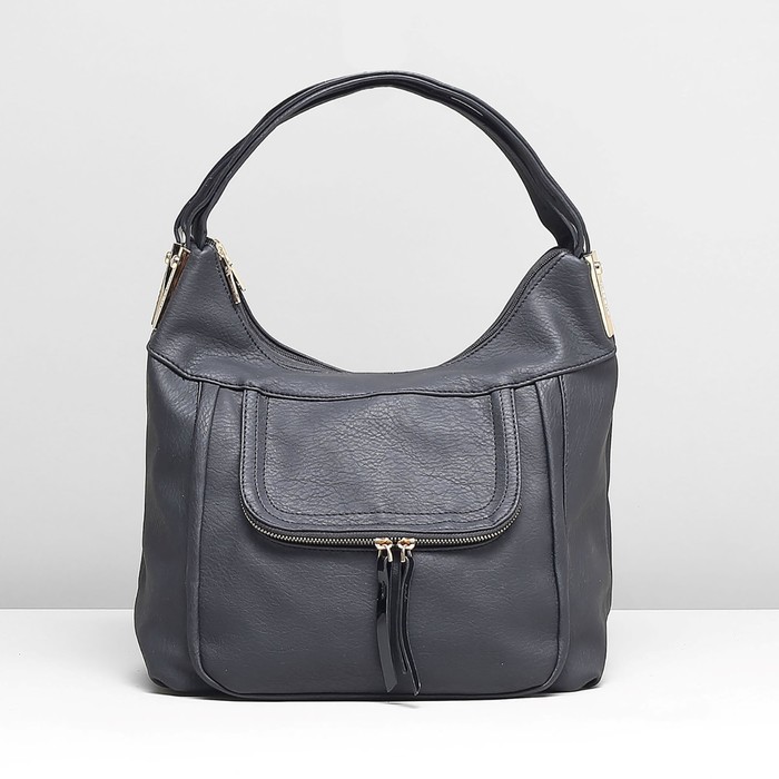 Сумка женская на молнии, 2 отдела, 2 наружных кармана, цвет чёрный