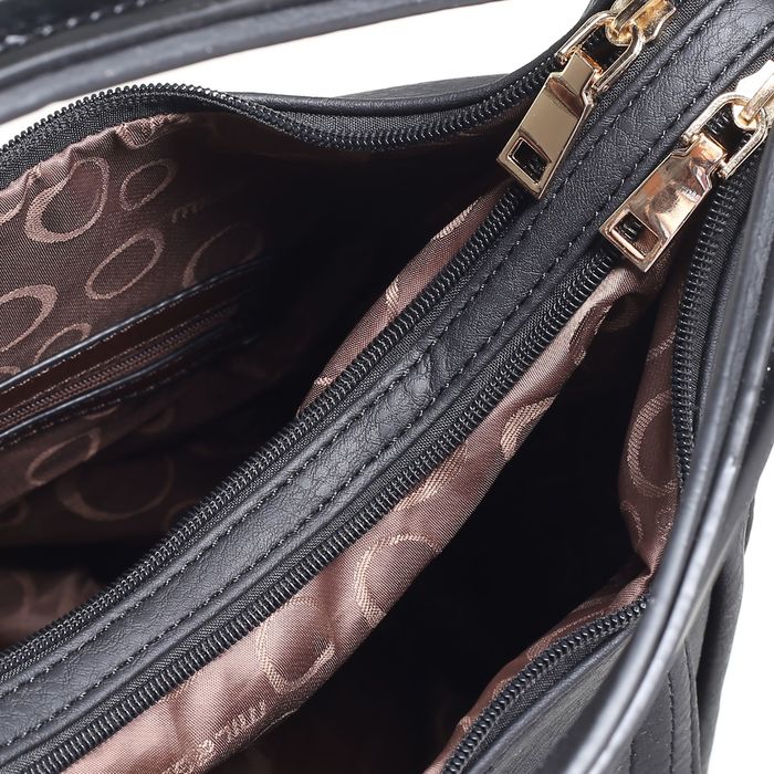 Сумка женская на молнии, 2 отдела, 2 наружных кармана, цвет чёрный