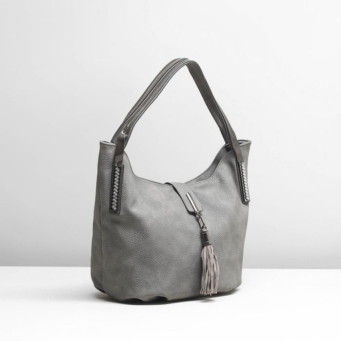 Сумка женская на молнии, 1 отдел с перегородкой, наружный карман, цвет серый