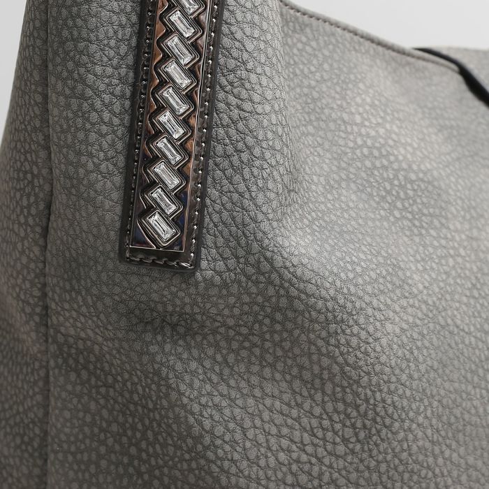 Сумка женская на молнии, 1 отдел с перегородкой, наружный карман, цвет серый