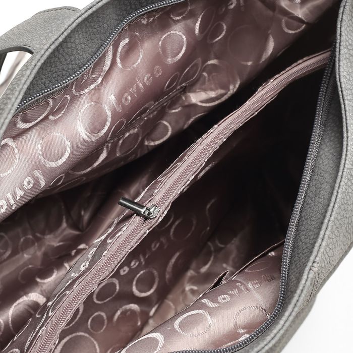 Сумка женская на молнии, 1 отдел с перегородкой, наружный карман, цвет серый